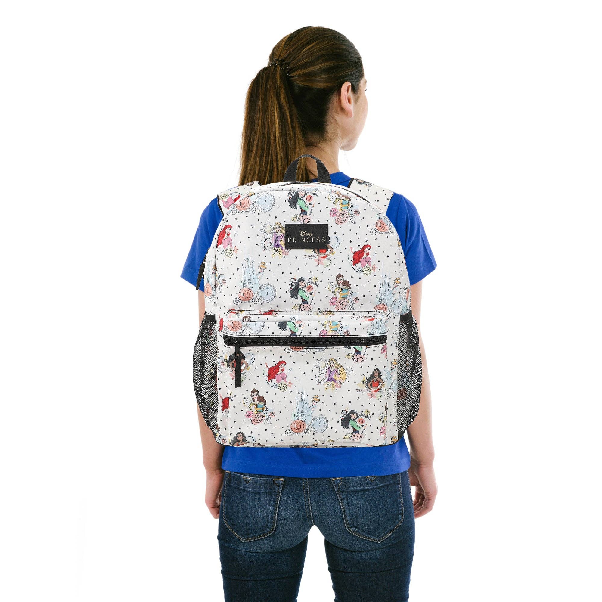 Bioworld Merchandising - Disney Princess Characters All-Over Print 16" White Backpack