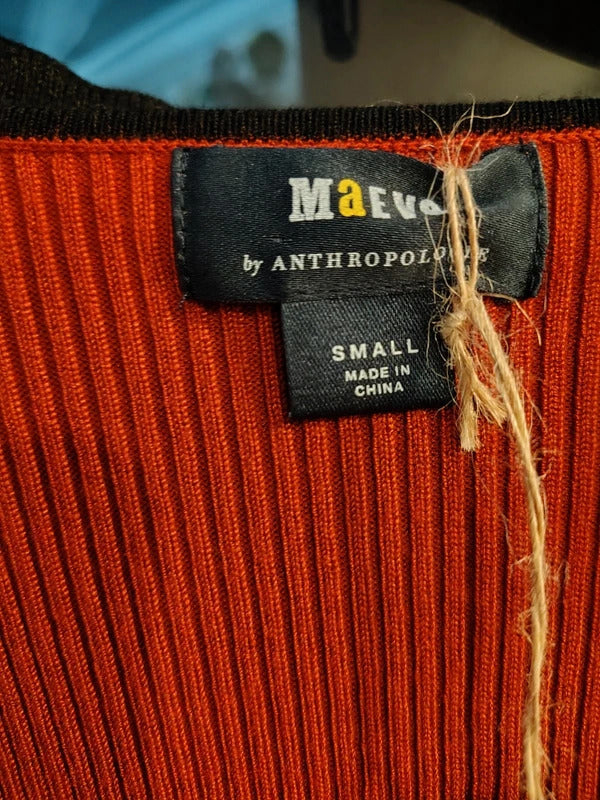 Maeve by Anthropologie Rust Ribbed Sweater | Small