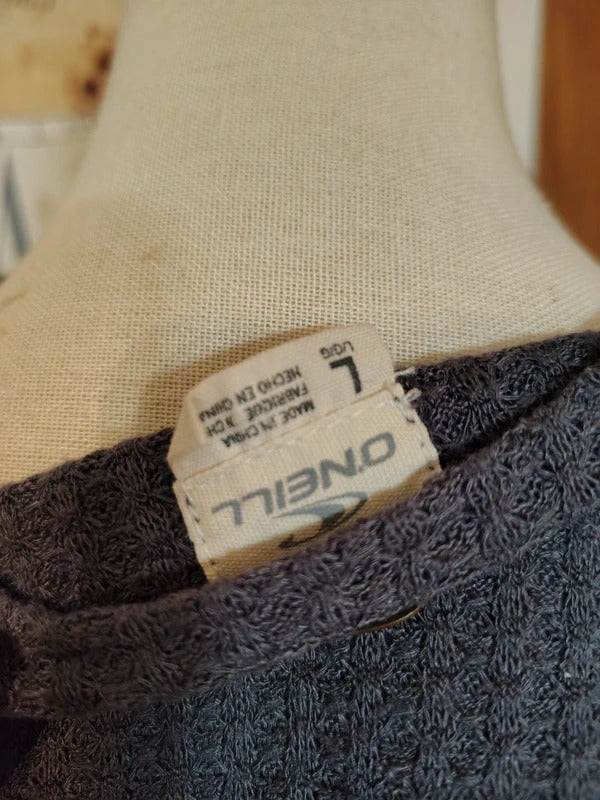 O'Neill Blue Gray Waffle Knit Wrap Bell Sleeve Top L