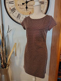 LOFT Brown & Cream Geometric Print Shift Dress – XS