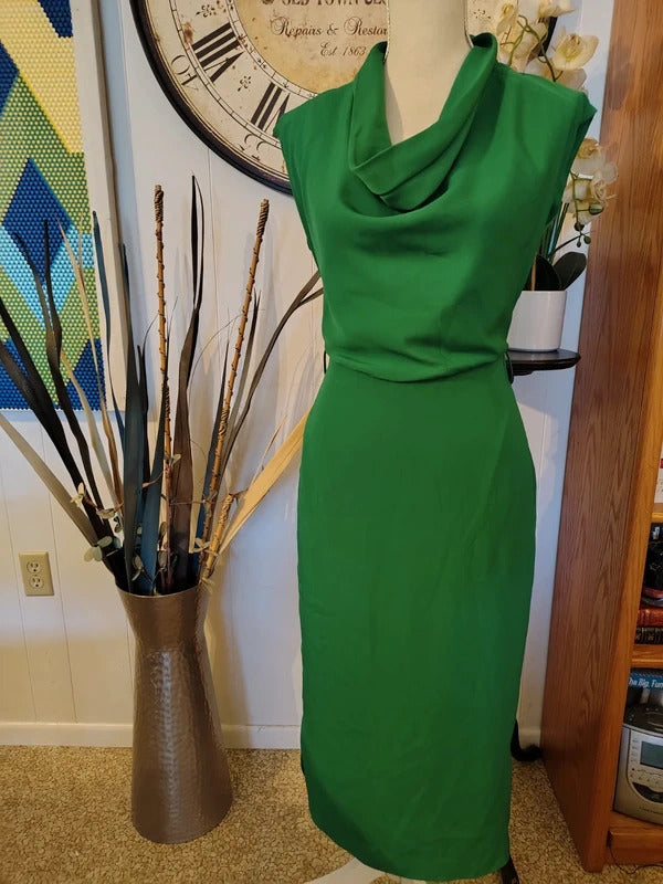 Ted Baker London Green Cowl Neck Midi Dress | Size 1