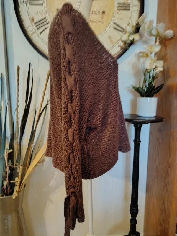 Rewind Eggplant Purple Open-Knit Sweater | Women's XL