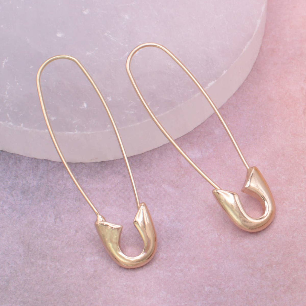 ZAD - Gold Safety Pin Hoop Earrings