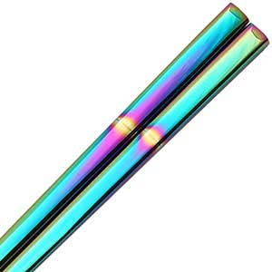 Square Stainless Steel Chopsticks Rainbow Chrome