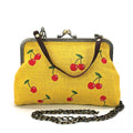 Cherry Kisslock Bag in Linen + Cotton blend fabric - #shop_name COMECO INCBoutique Bags