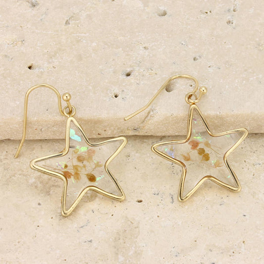 Cottage Floral Dried Flower Star Earring - #shop_name ZADGifts