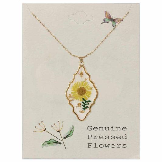 Cottage Floral Yellow Flower Gold Necklace - #shop_name ZADGifts