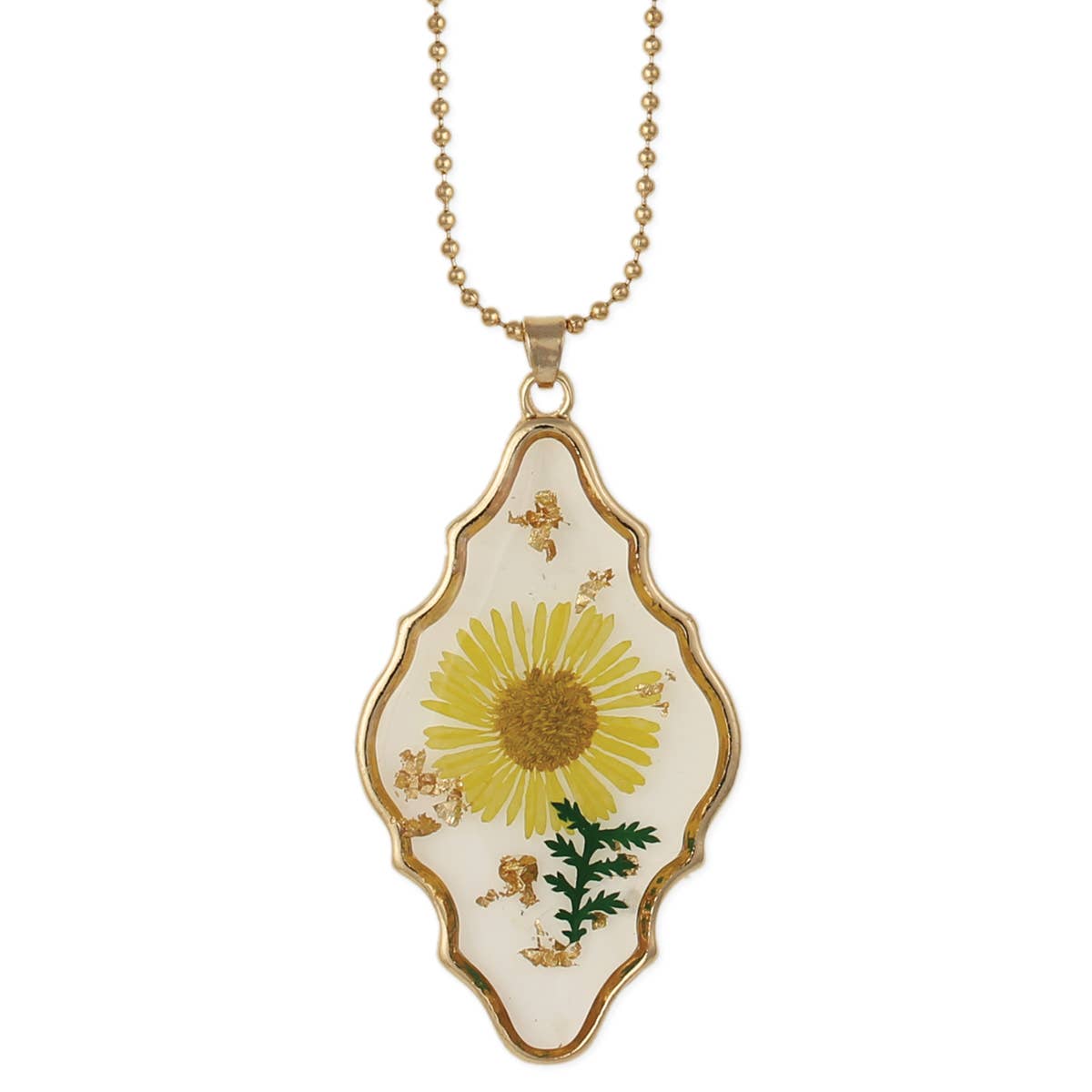 Cottage Floral Yellow Flower Gold Necklace - #shop_name ZADGifts