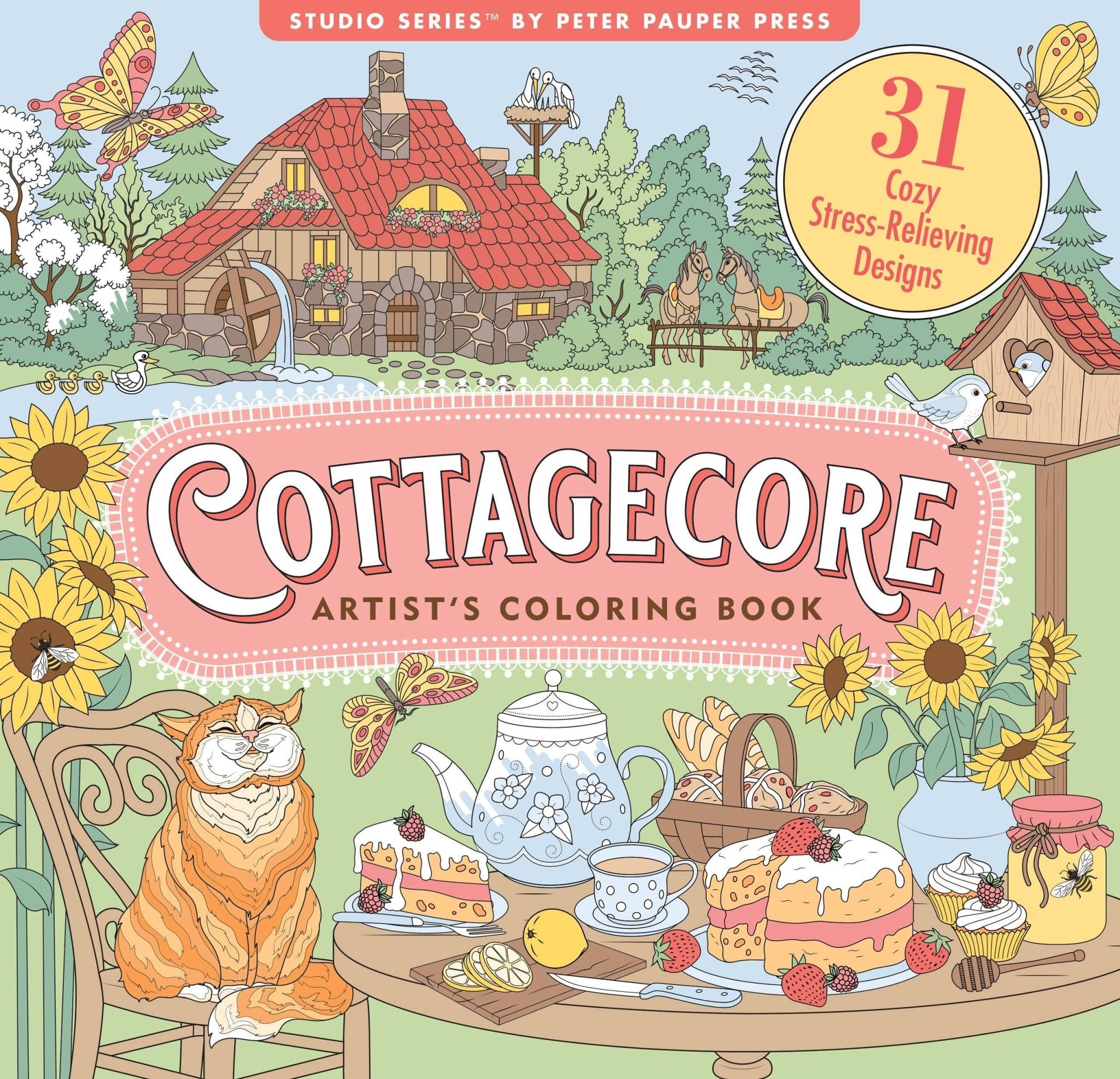 Cottagecore Adult Coloring Book - #shop_name Peter Pauper PressGifts
