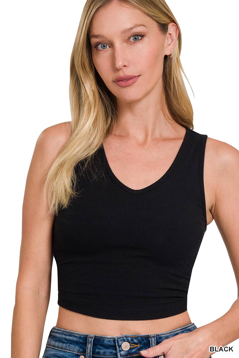 COTTON V - NECK CROPPED CAMI TOP - #shop_name 42POPSGifts