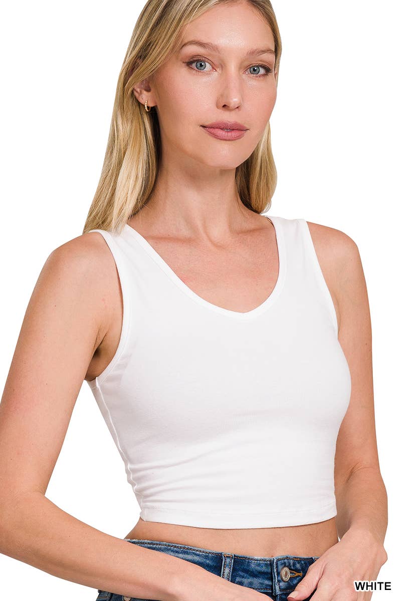 COTTON V - NECK CROPPED CAMI TOP - #shop_name 42POPSGifts