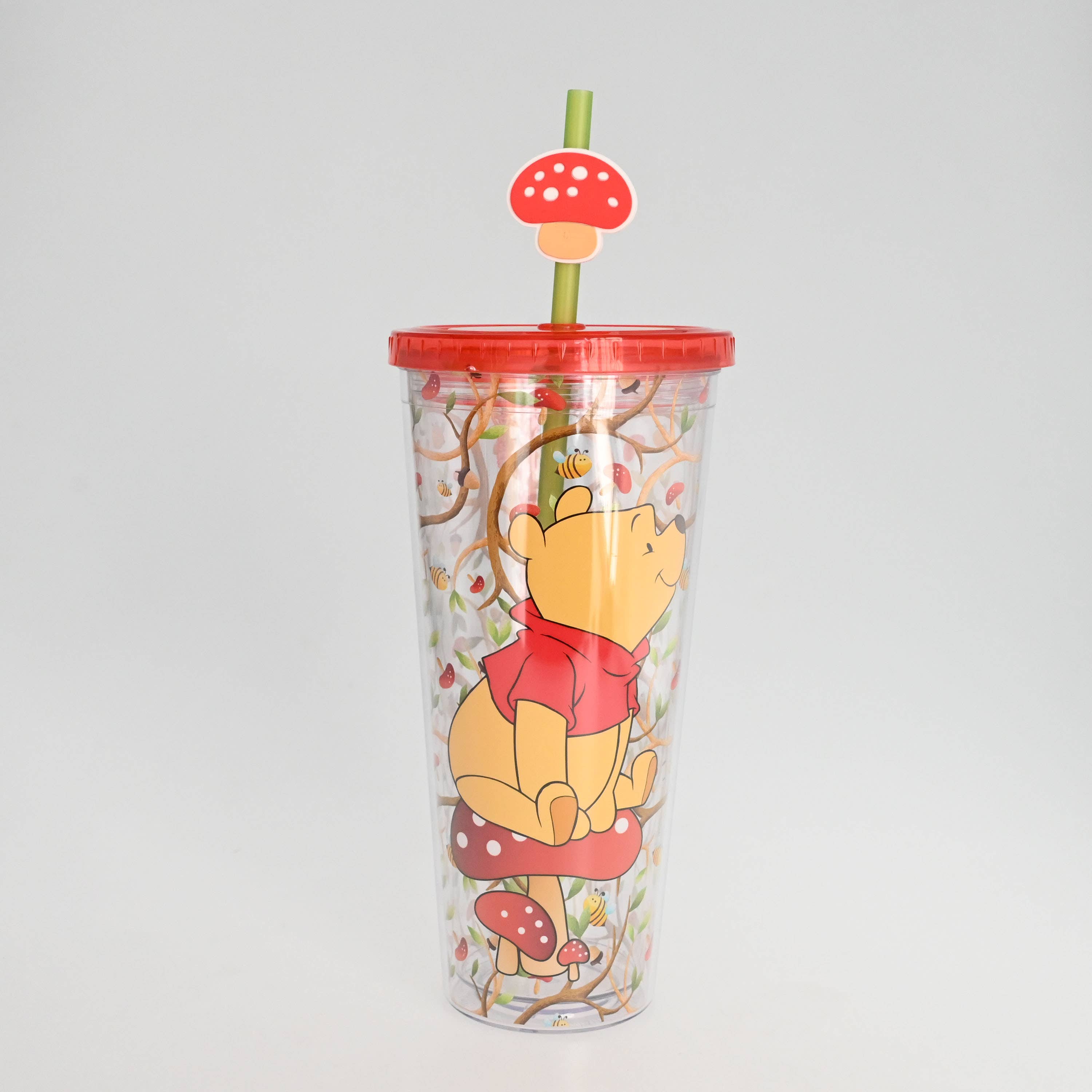 Silver Buffalo - Winnie the Pooh Mushrooms Bees 24oz Plastic Cold Cup with St