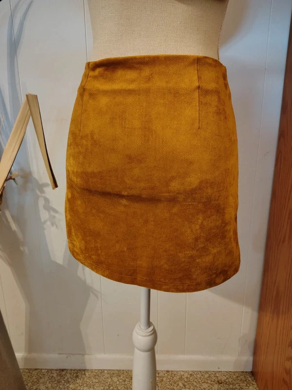 Camel colored Velvety Mini Skirt perfect for Fall
