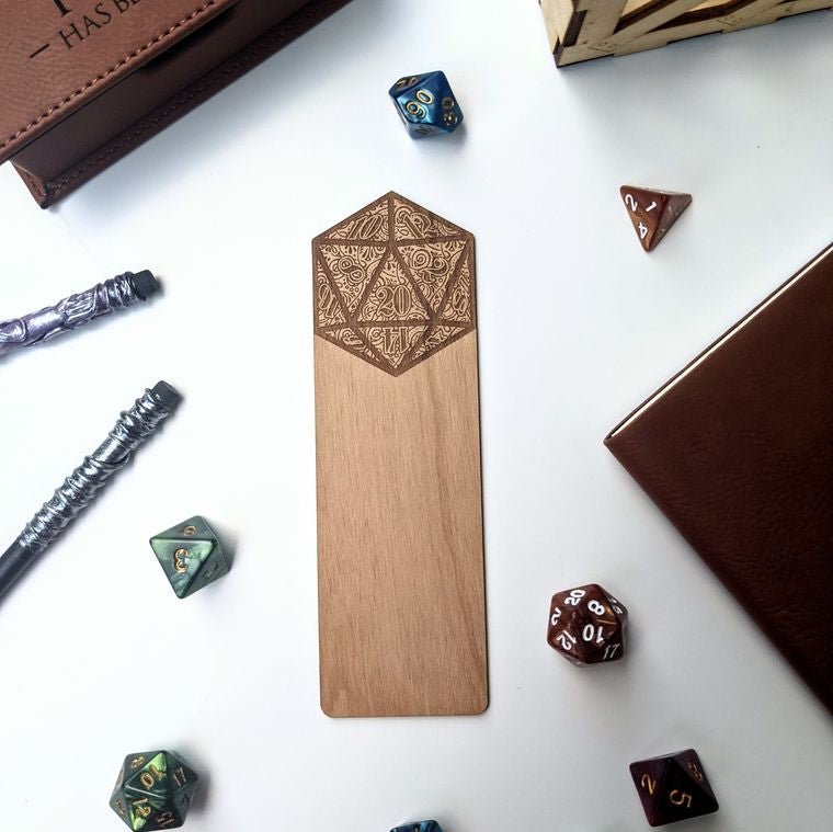 D20 Wooden Bookmark - DnD - #shop_name North To South DesignsBookmarks