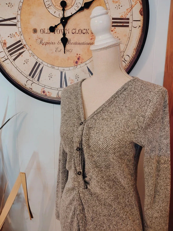LOFT Gray Knit Long Sleeve Dress XS