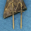 ZAD - Antiqued Gold Sword Earrings