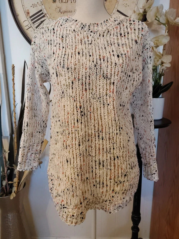 Moon & Madison Speckled Knit Sweater XS Cream Multicolor