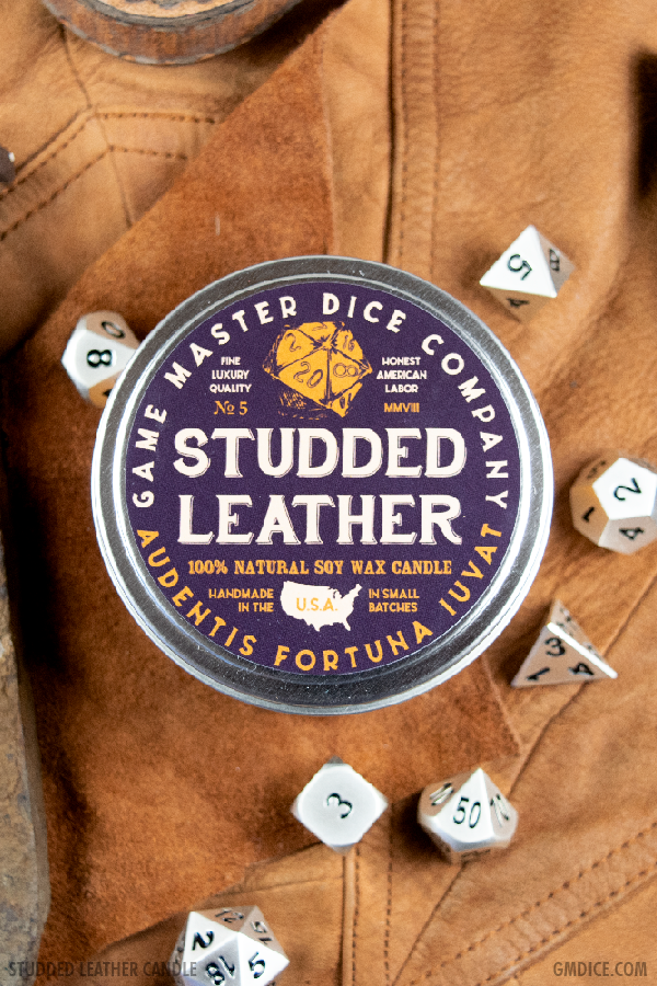 Game Master Dice - Studded Leather Gaming Candle