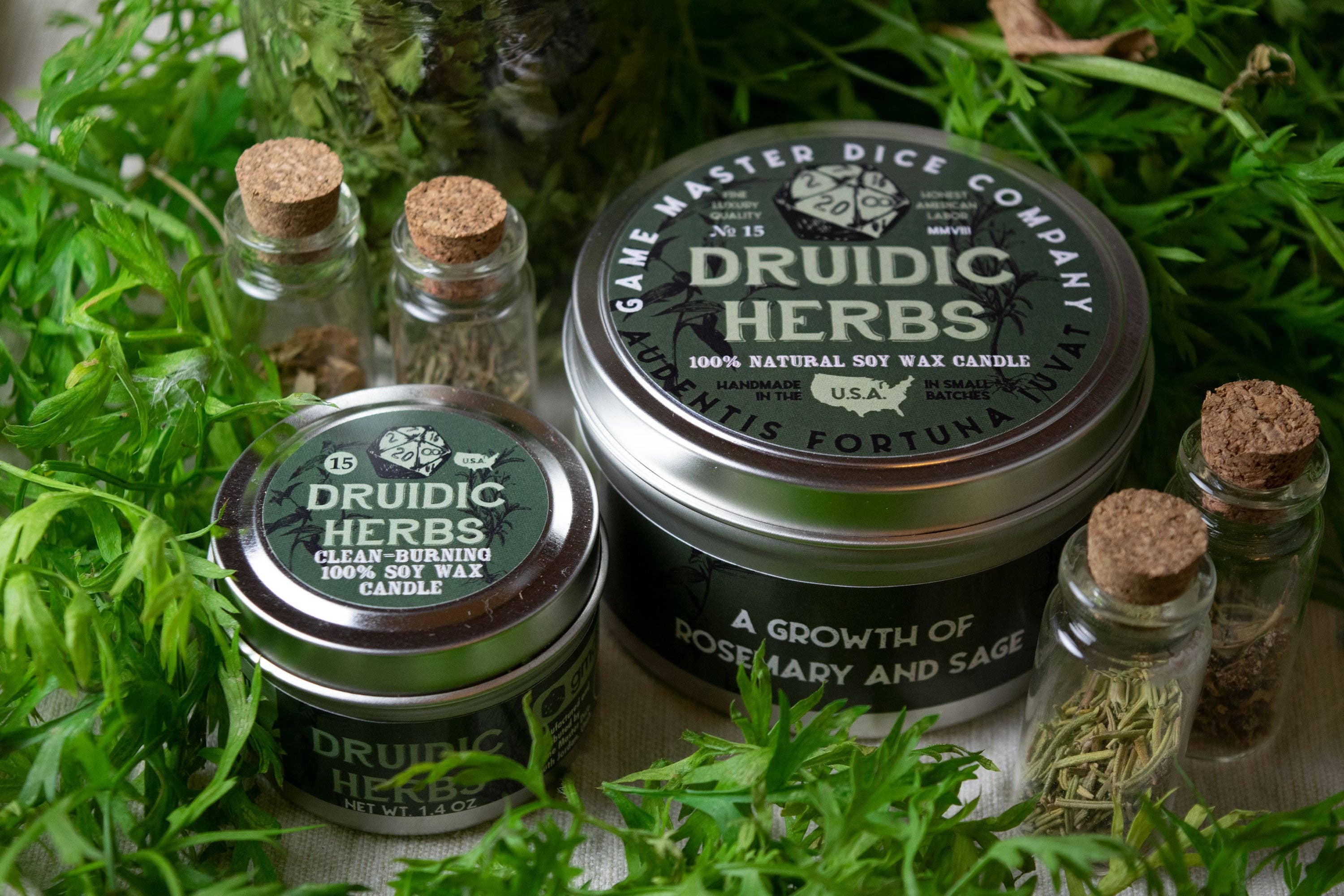 Game Master Dice - Druidic Herbs Gaming Candle