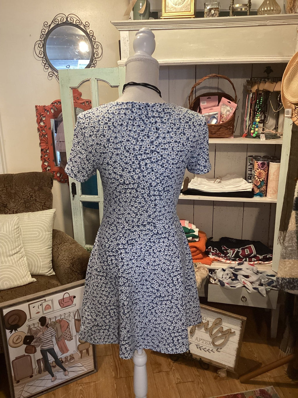 Divided H&M blue floral Dress size medium - #shop_name Jess's Unique Boutique