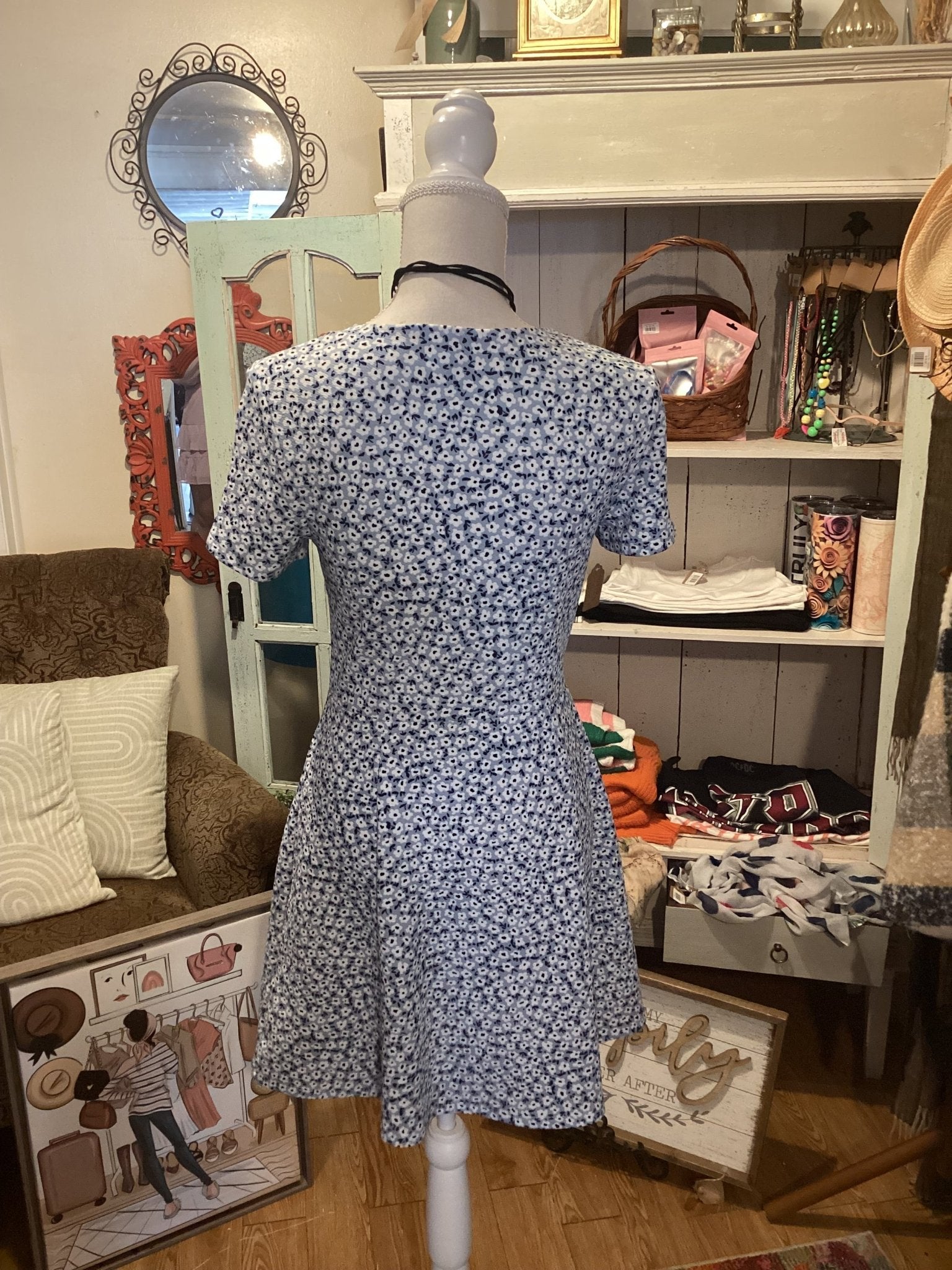 Divided H&M blue floral Dress size medium - #shop_name Jess's Unique Boutique