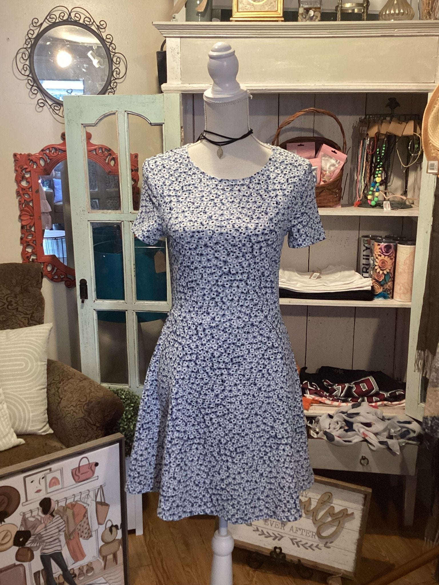 Divided H&M blue floral Dress size medium - #shop_name Jess's Unique Boutique