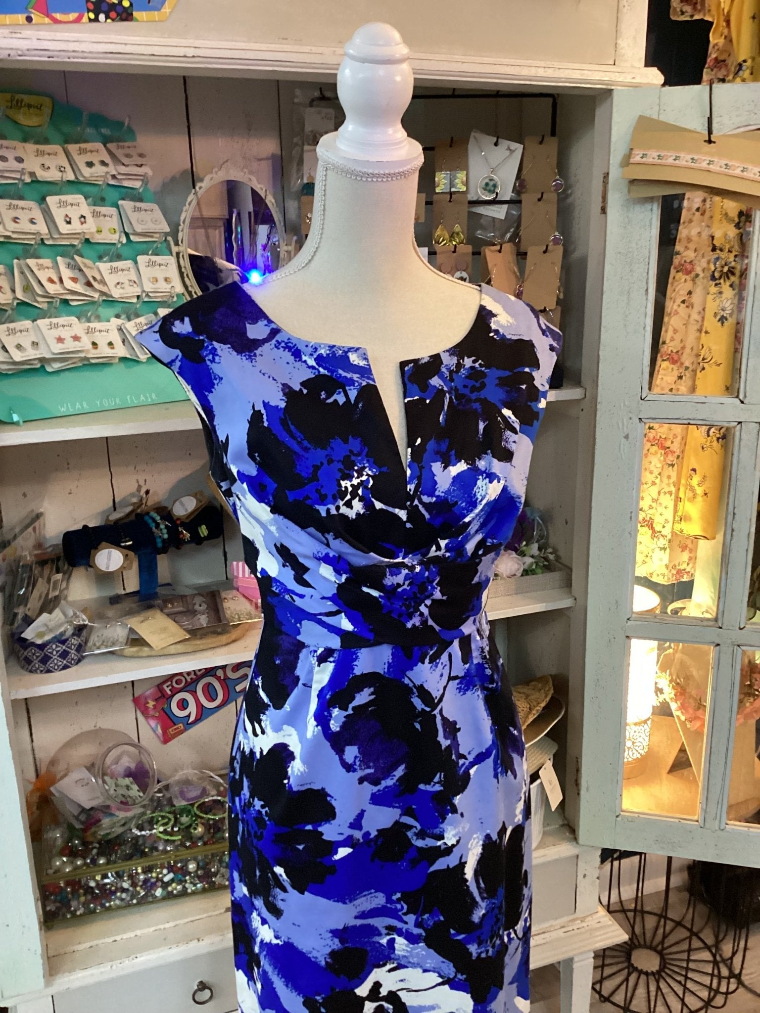 Donna Ricco: Black and Blue Dress Size 4 - #shop_name Jess's Unique BoutiqueBoutique Dresses