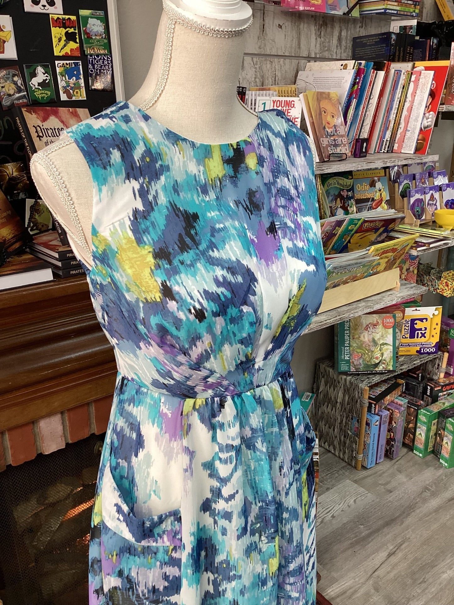 DressBarn: Multi - Colored watercolor Dress Size 4 - #shop_name Jess's Unique Boutique