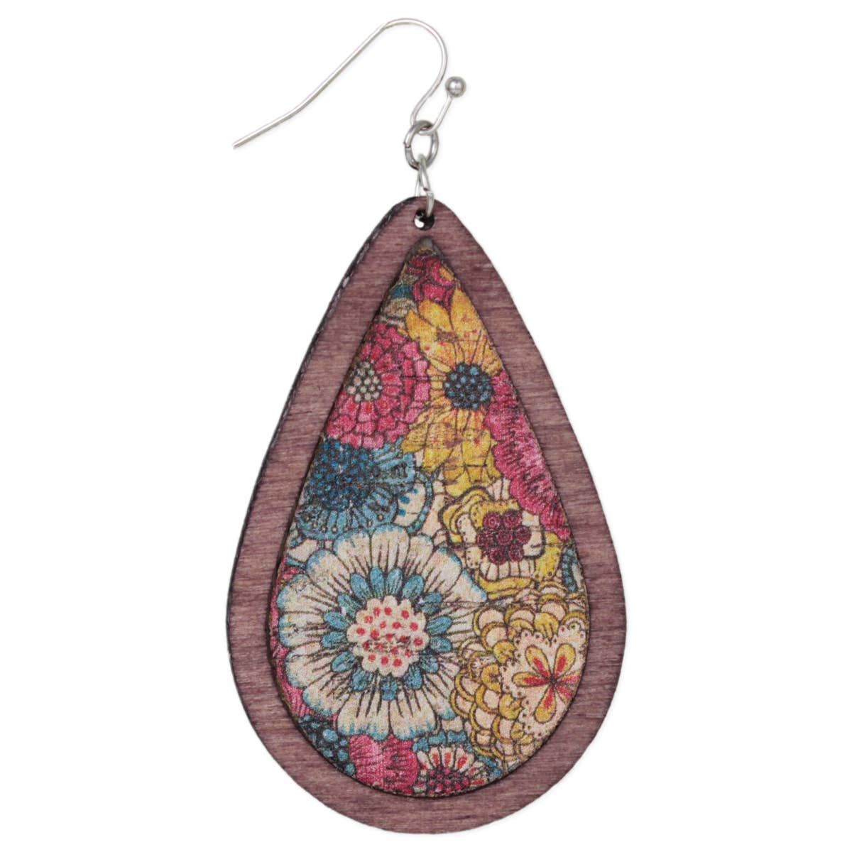 Dyed Wood Floral Teardrop Earrings - #shop_name ZADGifts