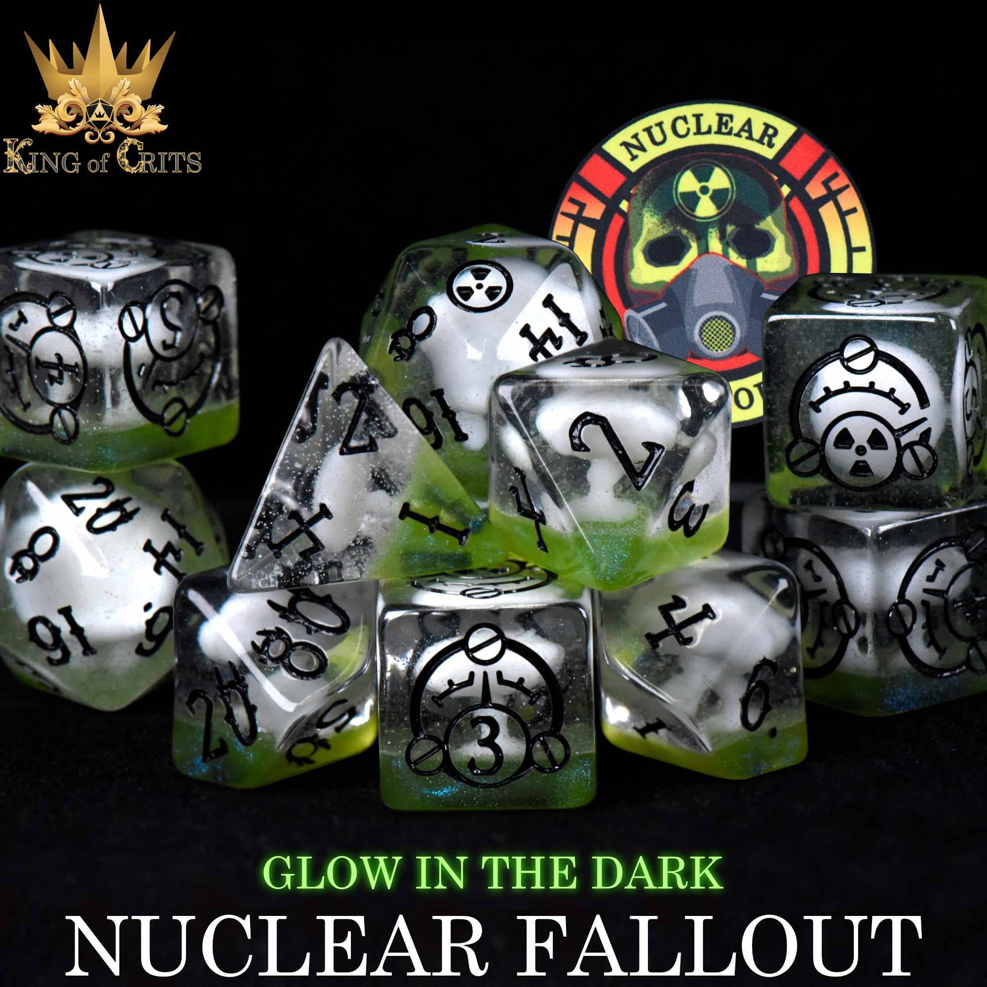 DNDDICE.COM - Nuclear Fallout - 11 Dice Set (Glow)