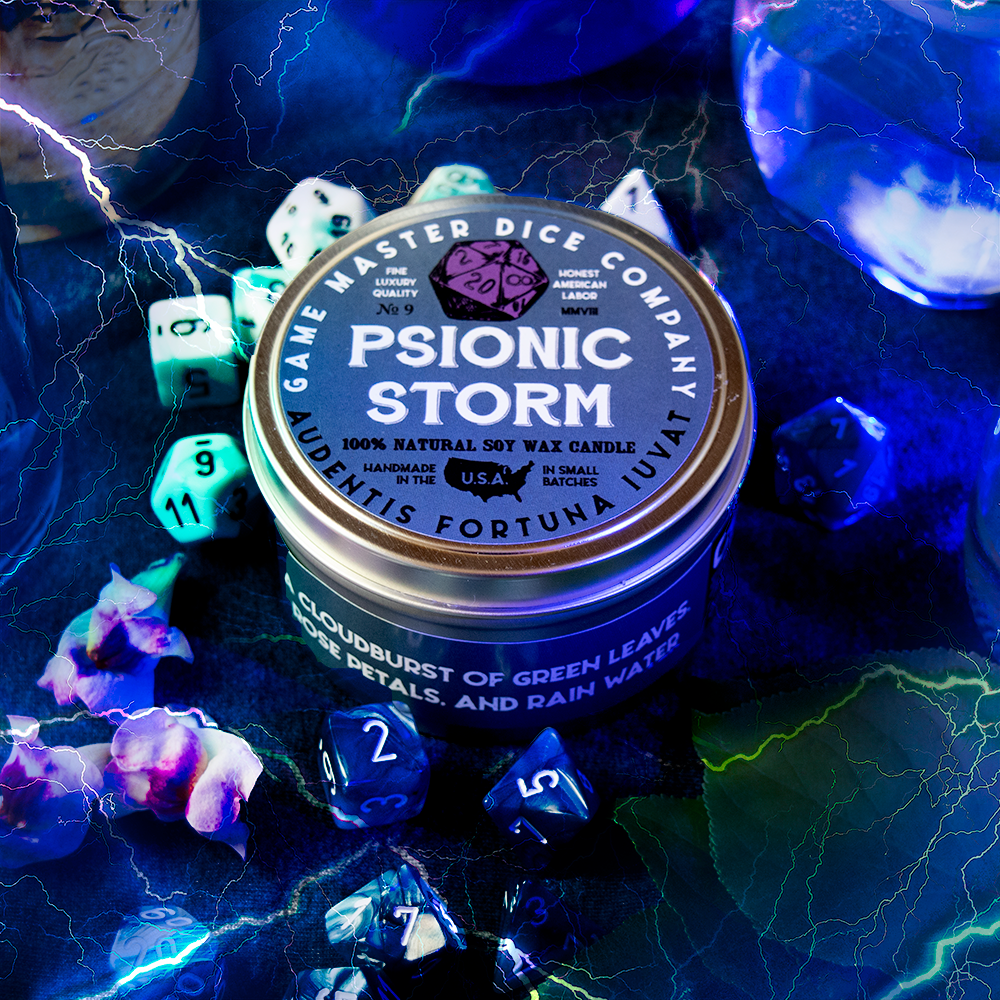 Game Master Dice - Psionic Storm Gaming Candle