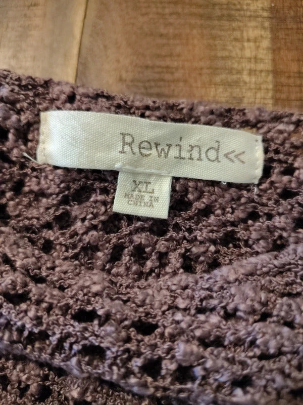 Rewind Eggplant Purple Open-Knit Sweater | Women's XL