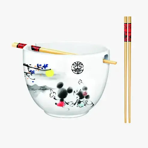 Silver Buffalo - Mickey and Minnie 20oz Ceramic Ramen Bowl with Chopsticks
