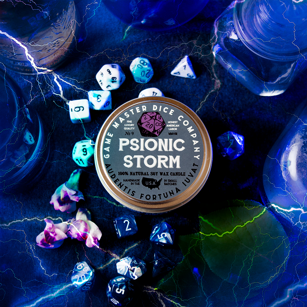 Game Master Dice - Psionic Storm Gaming Candle