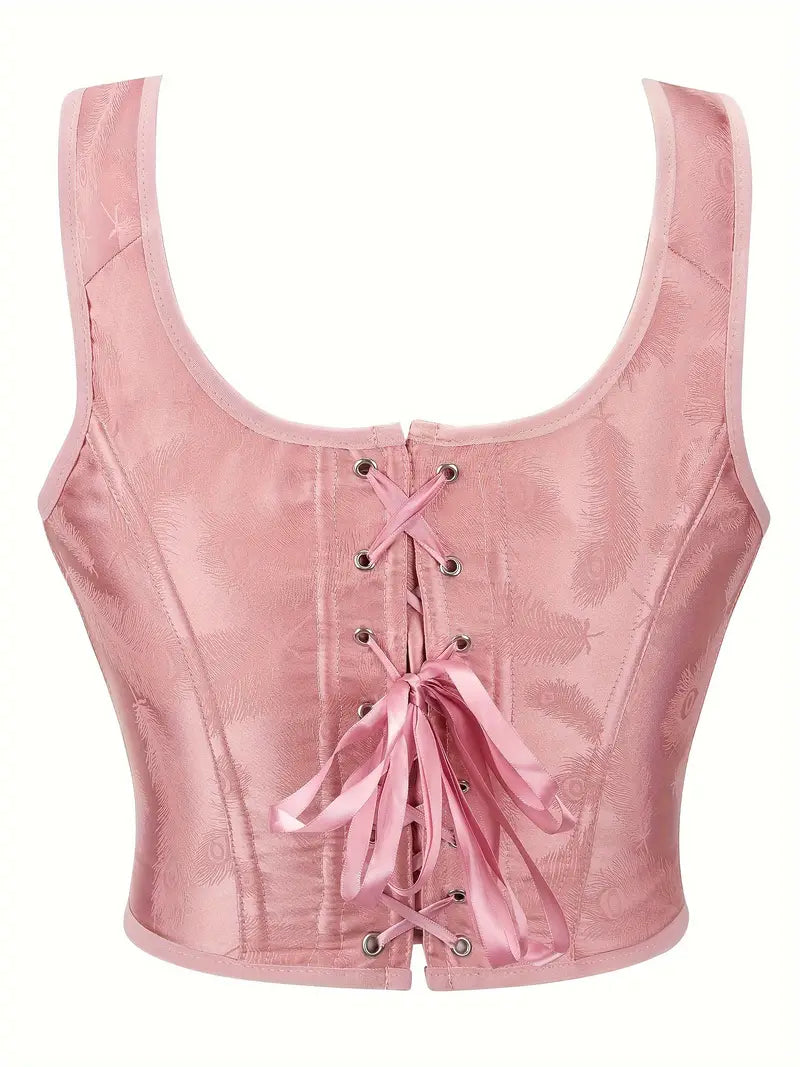 Pink Satin Fishbone Corset