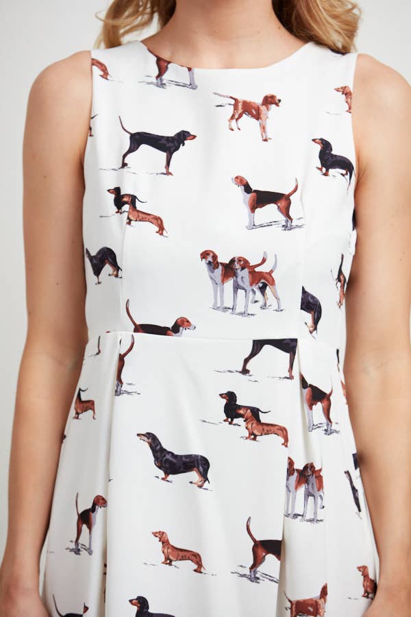 Dachshund & Beagle Dogs Print Dress