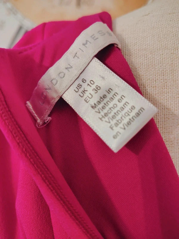 London Times Hot Pink Sheath Dress | Size 6