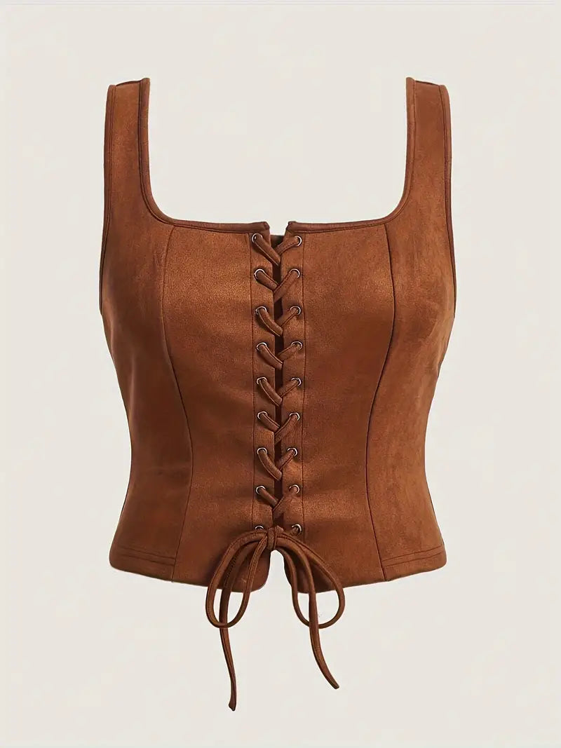 Brown Lace Up Soft Corset