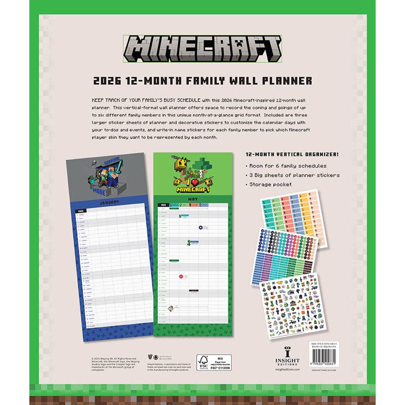 Insight Editions - #1 Pop Culture Publisher - 2026 Minecraft Family Wall Planner