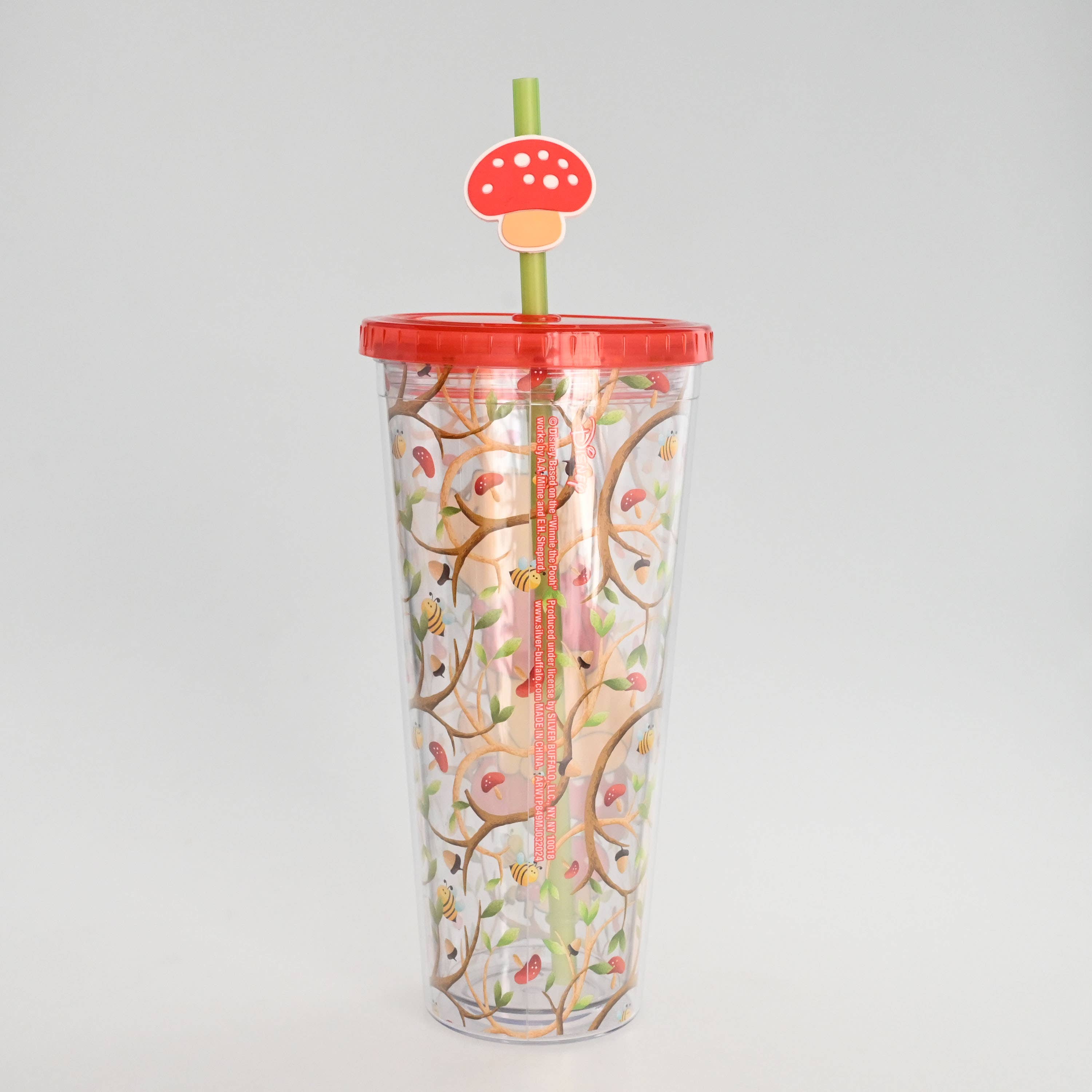 Silver Buffalo - Winnie the Pooh Mushrooms Bees 24oz Plastic Cold Cup with St