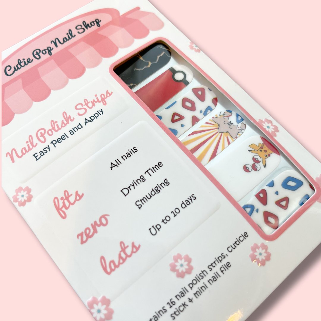 Electrifying Poke Anime Nail Wrap|Anime Nail Stickers - #shop_name Cutie Pop Nail ShopBeauty