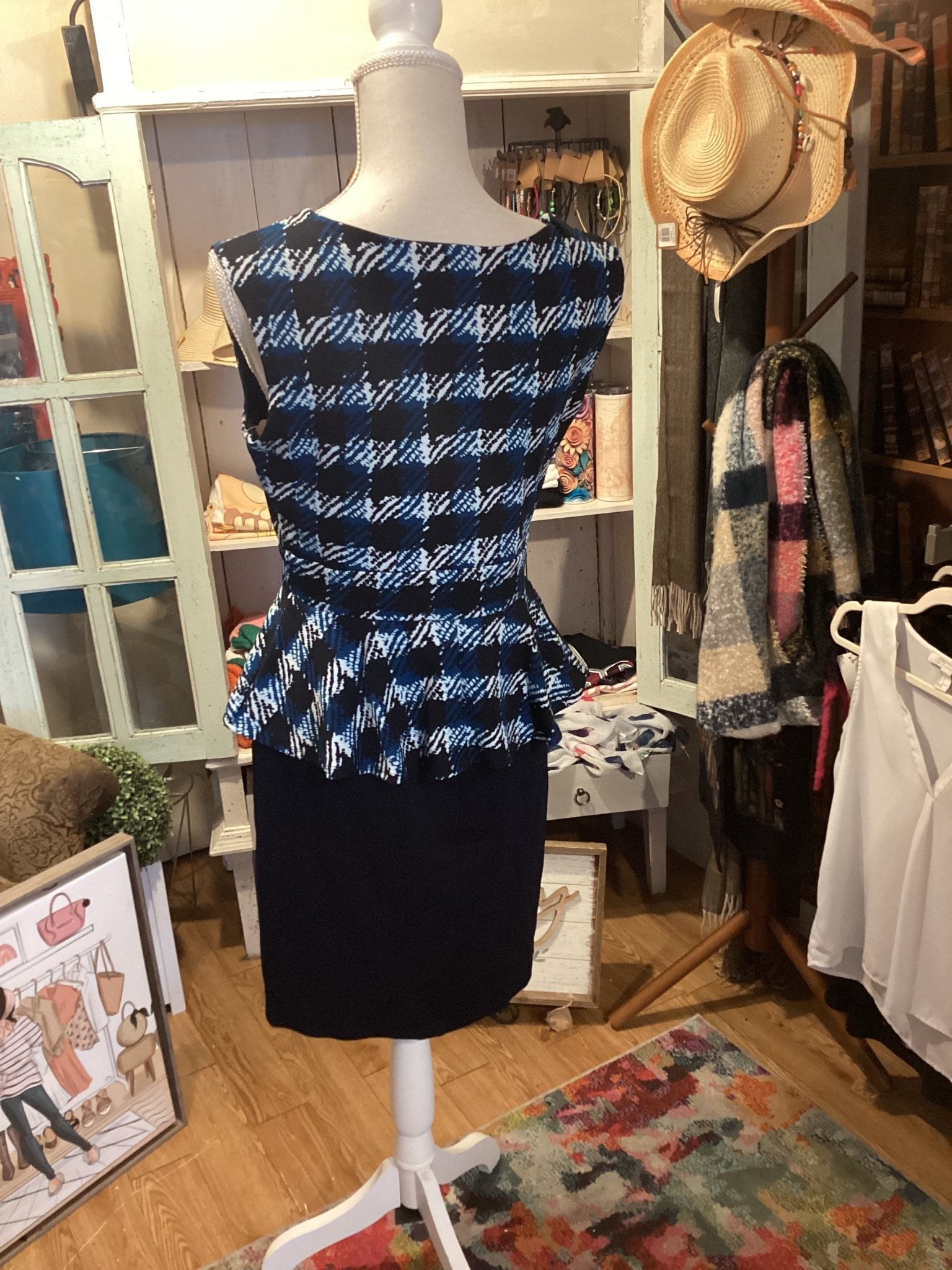 Enfocus studio ruffled checkerd blue Dress size medium - #shop_name Jess's Unique Boutique