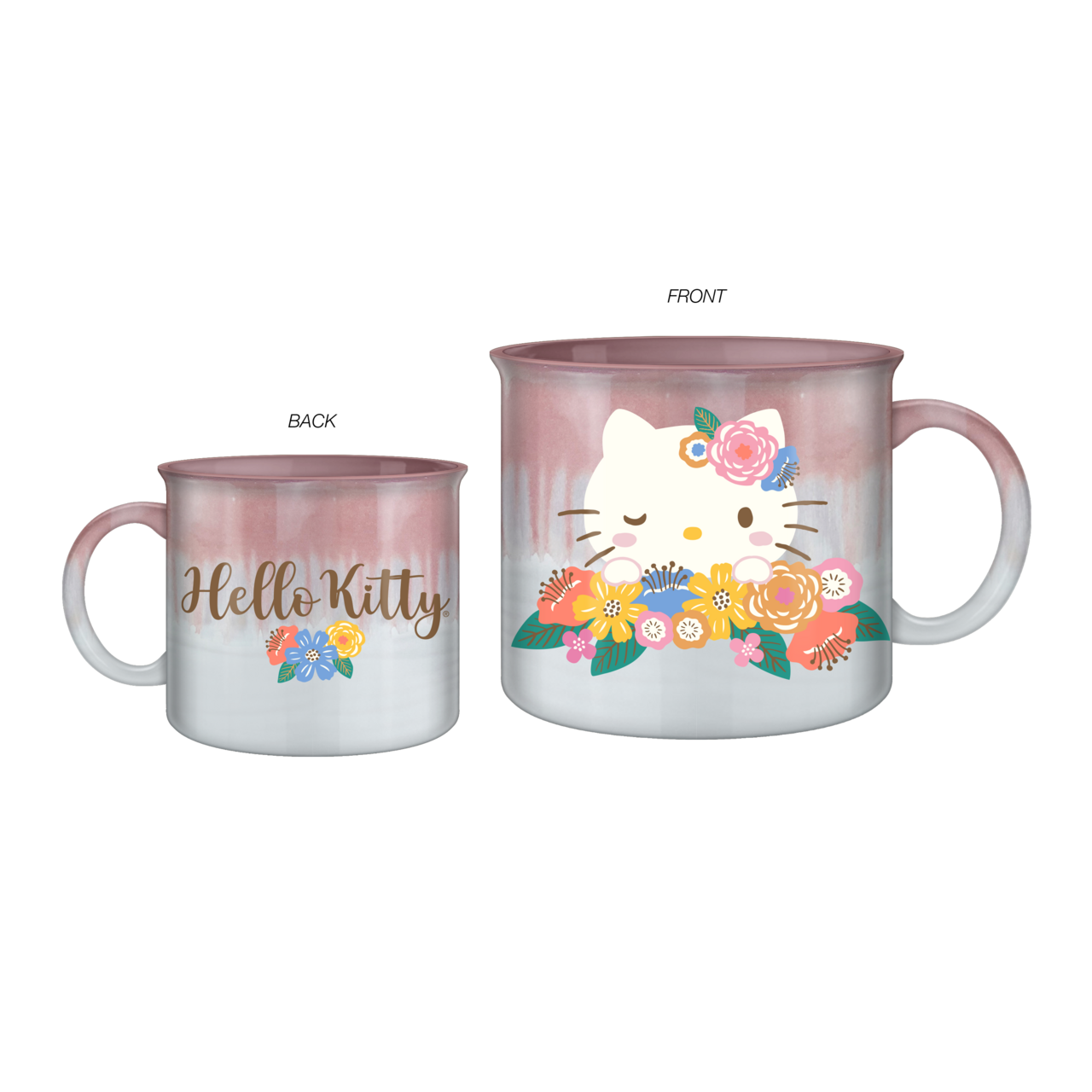 Silver Buffalo - Hello Kitty Flower Reactive Glaze 20oz Ceramic Camper Mug