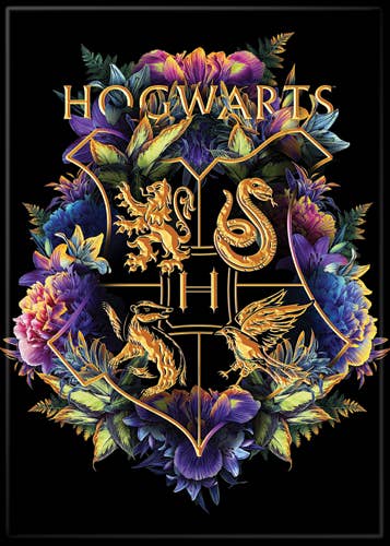 Ata-Boy - Harry Potter Hogwart's Crest on Black Magnet 2.5" x 3.5"