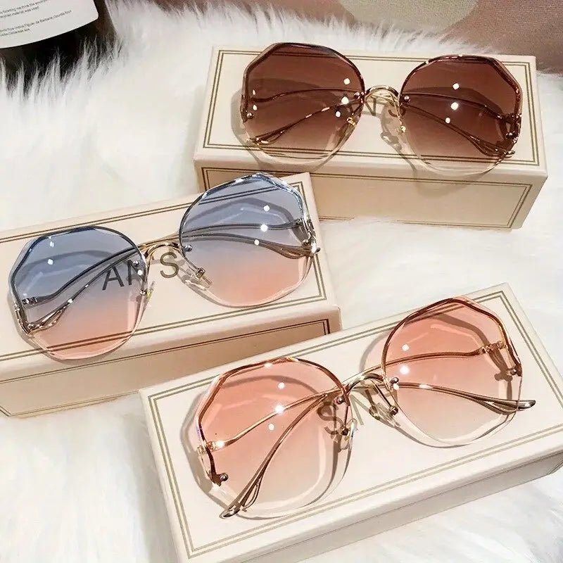 Fashion Sunglasses Frameless Antiglare With Pink Shading - #shop_name TMSunglasses