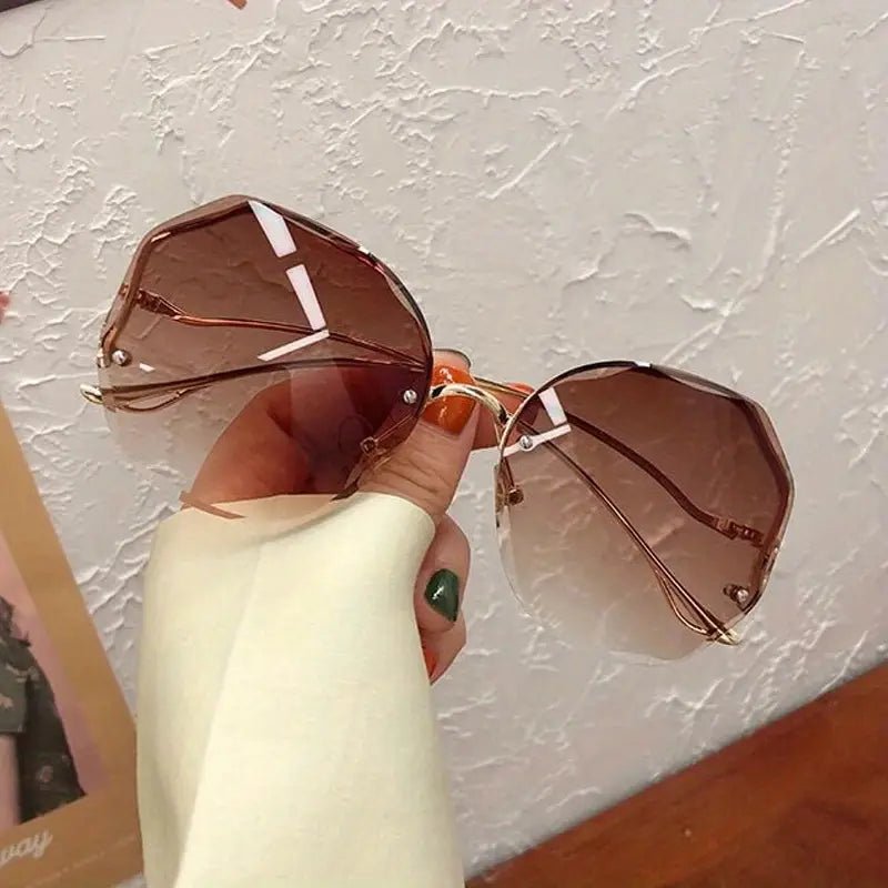 Fashion Sunglasses Frameless Antiglare With Pink Shading - #shop_name TMSunglasses