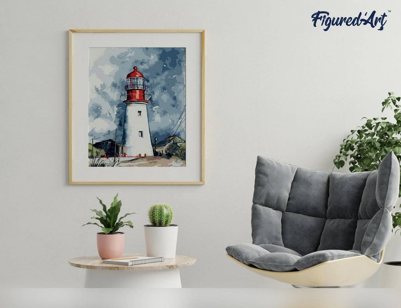 Figured'Art - Paint by numbers - Lighthouse under a Cloudy Sky