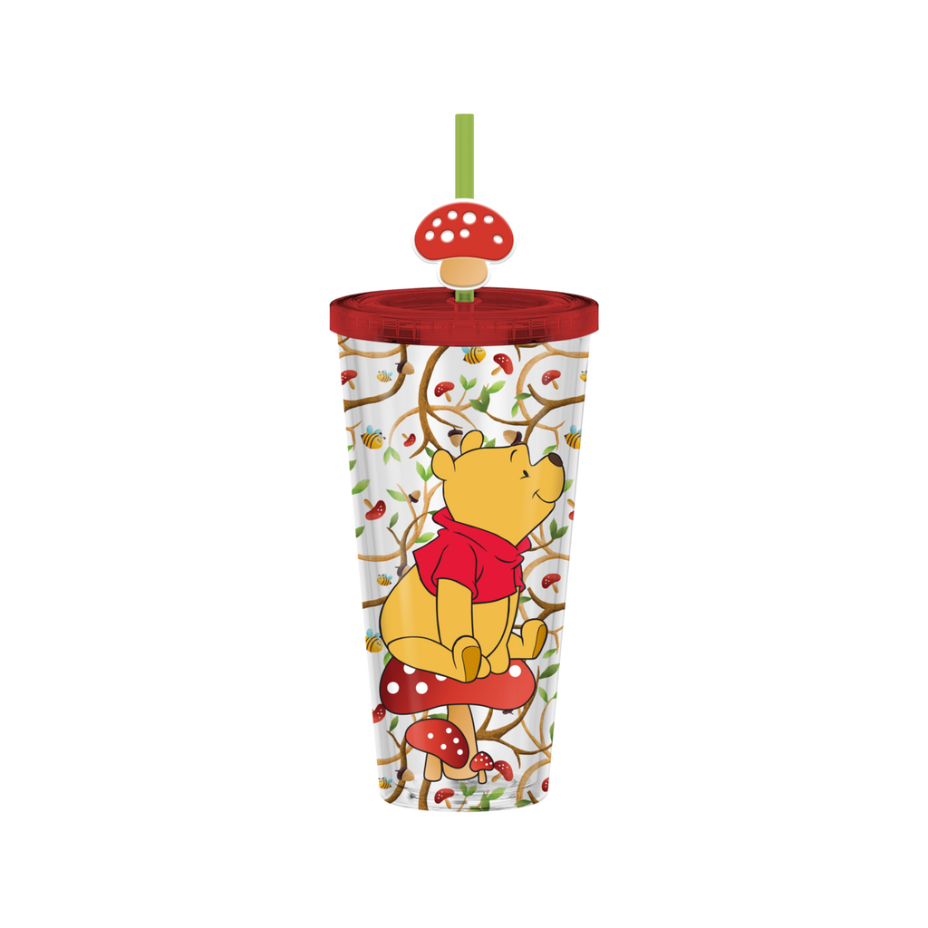 Silver Buffalo - Winnie the Pooh Mushrooms Bees 24oz Plastic Cold Cup with St