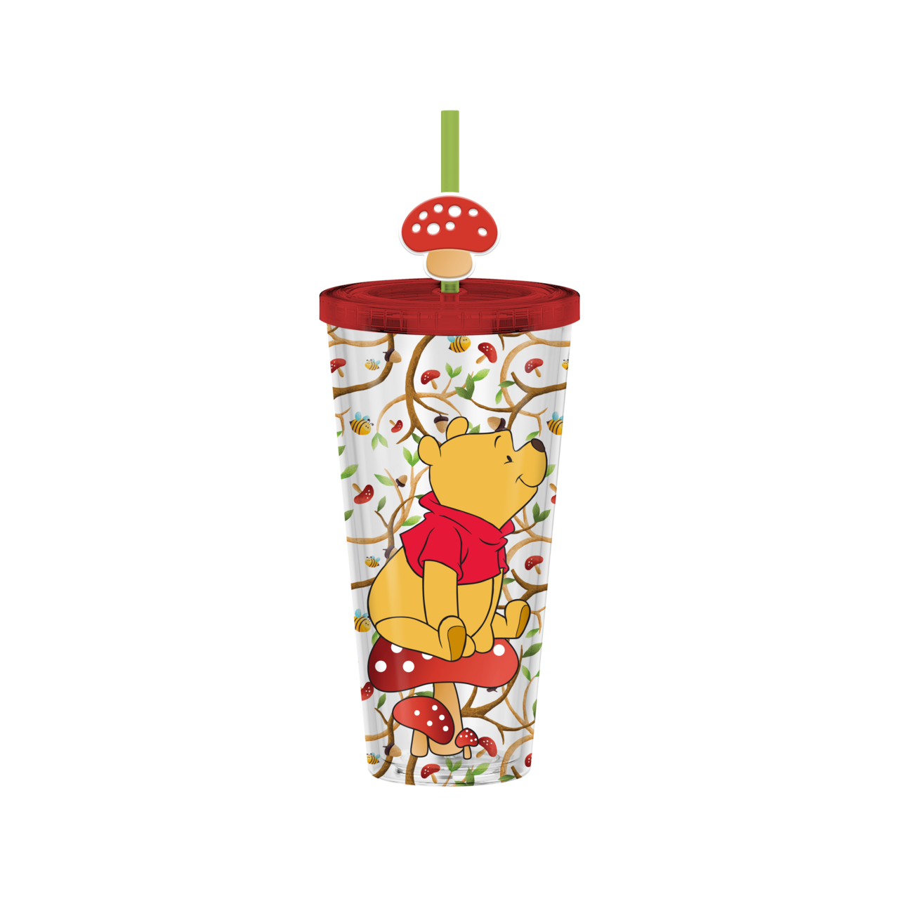 Silver Buffalo - Winnie the Pooh Mushrooms Bees 24oz Plastic Cold Cup with St