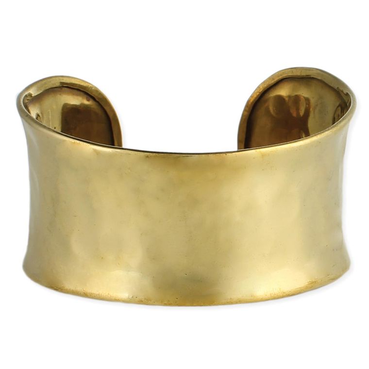 Gold Hammered Rounded Cuff Bracelet - #shop_name ZADJewelry